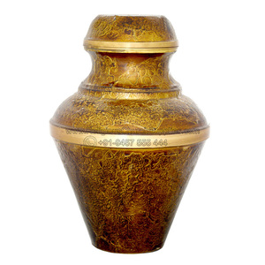 Hand Made Customized Solid Brass Embossed Enameled Urns Funeral Supplies Adult Brass Cremation Urns Customized Logo - Product Image 2