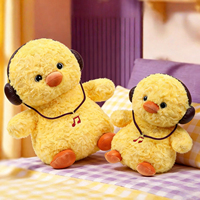 Peluche Canard Jaune Dynamique 3D Personnalisée, Directement de l'Usine, Pas Cher, avec Casque, Rembourrage Coton PP, Design Unisexe, Poupée en Peluche