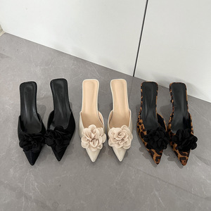 Nuevas Sandalias de Tacón Alto con Estampado de Leopardo y Punta en Pico, Elegantes y Sexys para Mujer, Venta al Por Mayor - Product Image 4