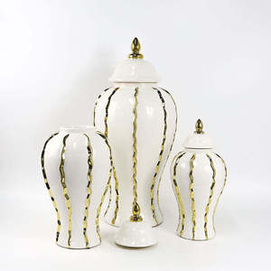 Vases en céramique de haute qualité personnalisés pour centre de table de mariage, vase à fleurs de luxe doré pour hôtel, pots à gingembre nordiques pour la décoration de la maison - Product Image 4