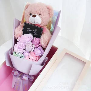 Regali per le Feste 2026, Idee Regalo per San Valentino, Orsacchiotti in <span class=keywords><strong>Peluche</strong></span> Lavabile con Cotone PP, Decorazione con Rose di Sapone per Ragazze, Antistress - Product Image 2
