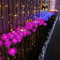 Artificielle lumineux rose Jardin cour paysage accueil décoration voie étanche led feux de fleurs