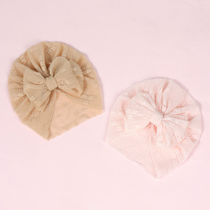 Cappello per bambini all'ingrosso primavera estate sottile da ragazza traspirante in maglia di fiori cappello per bambina carino cappello tinta unita con fiocco - Product Image 2