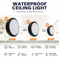 Plafonnier LED en plastique étanche IP65, montage en surface, pour salle de bain, cuisine, balcon, couloir, véranda, garage, moderne, vente en gros