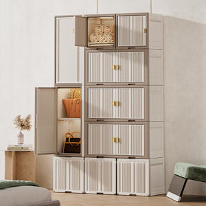 ตู้เก็บของข้างเตียงพลาสติก PP 5ชั้นแบบพับได้หรูหราน้ำหนักเบาทันสมัยสำหรับช่องว่างแคบใช้ในบ้าน - Product Image 4