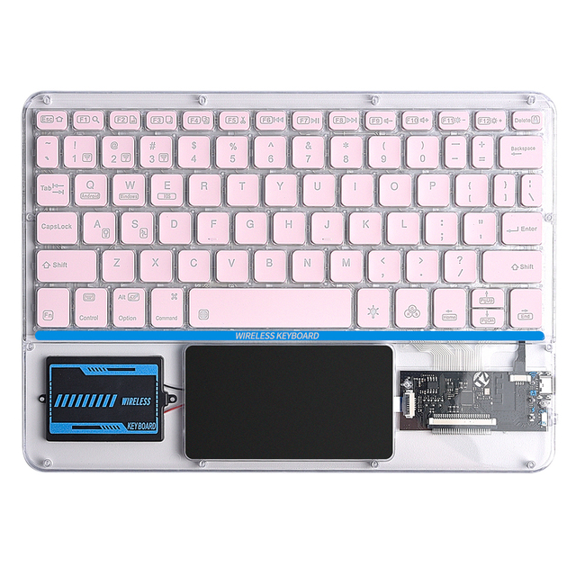 COTECi Good Quality Customized Portable Long-Lasting Translucence Material Fashion Touchpad Wireless Keyboard