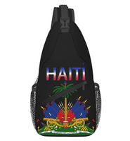 Sac bandoulière de haute qualité avec drapeau d'Haïti, personnalisable avec logo, sac de poitrine, sac à dos bandoulière, sac de voyage pour poitrine, vente en gros d'usine