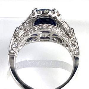 Anello vintage con pietra blu cava per donna, gioielli alla moda dal design elegante intarsiato - Product Image 3