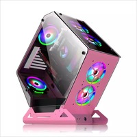 Boîtier de PC de jeu E-Sports, tour moyenne ATX, en plastique, pour hôtel, cybercafé, bricolage, boîtier transparent intégral irrégulier