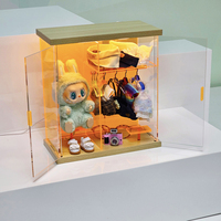 Vitrine d'Affichage de Vêtements Languo en Acrylique Transparent Moderne Personnalisable avec Lumière et Base en Bois