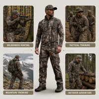 Combinaison tactique camouflage forestier avec logo personnalisé, esthétique Gorpcore, multi-poches, uniforme utilitaire pour la chasse et le quotidien
