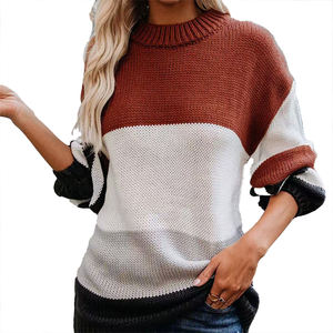 เสื้อไหมพรมผู้หญิงแฟชั่นฤดูใบไม้ร่วงฤดูหนาว ทรงหลวม ไซส์ใหญ่ คอกลม ลายทางแบบมินิมอล สดใส - Product Image 6