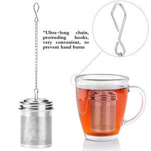 <span class=keywords><strong>Infuseur</strong></span> à thé en acier inoxydable 304 de nouvelle conception avec des trous extra fins et une chaîne allongée pour tasse - Product Image 2