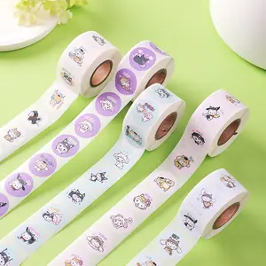 สติกเกอร์ปิดผนึกสติกเกอร์ติดฉลากสำหรับแมวลายการ์ตูน Cinnamoroll pochacco เมโลดี้ Kuromi PomPom Purin คิตตี้โลโก้ที่กำหนดเอง