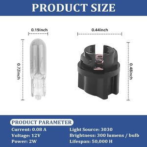 T5 Halogen Lamp Holder 12V White Blue Red Green Yellow Pink Amber Car Instrument Panel <b>Light</b> Bulb <b>Socket</b> Auto Interior Lighting - Product Image 5