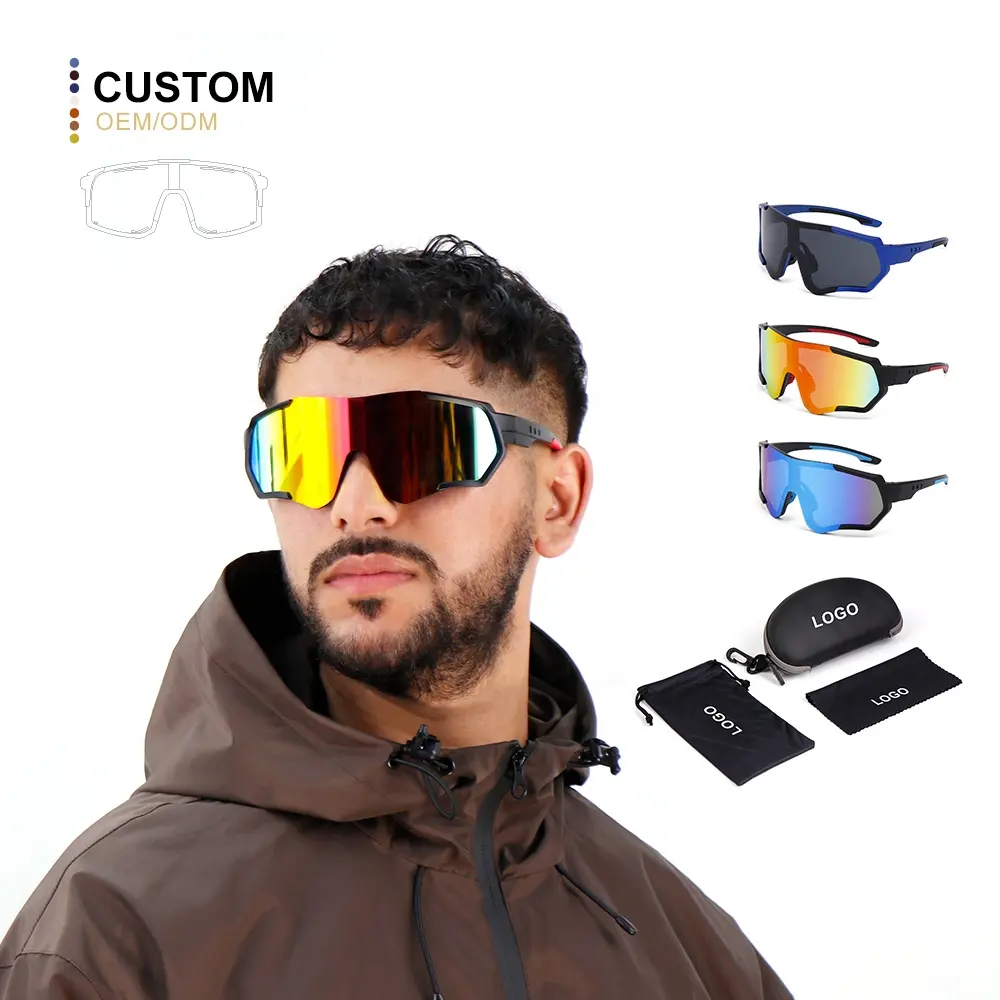 Óculos de sol para ciclismo masculino, óculos de sol esportivos personalizados com logotipo personalizado, novidade em 2024