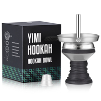 Yimi Hookah : Bol en céramique, support à charbon, joint en silicone, filtre à saveur pour chicha, finition laquée en caoutchouc, type droit