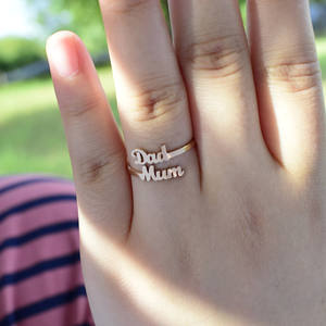 INS Hot Design High Polished Silver Plated Adjustable Stainless Steel Dad <strong>Mum</strong> <strong>Rings</strong> Custom Name Words <strong>Rings</strong> for Lover - Product Image 5