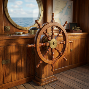 Luxury <b>Wooden</b> Ship Steering Wheel Wall Decor Nautical Helm Wall Art <b>Rustic</b> Coastal Marine Home Decoration for Living Room Office - Product Image 6
