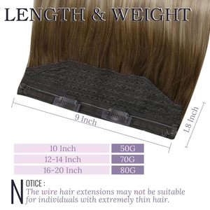 Extension per capelli invisibili con clip, in vero capello umano Remy, Balayage Marrone Noce/Cenere, Biondo Burro, 70g, Permabile - Product Image 4