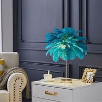 Lampe de table JACKSUN, décoration romantique, lampe de chevet pour salon, chambre à coucher, lampe de chevet LED en métal contemporaine avec plumes d'autruche