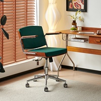Chaise de bureau pivotante en tissu avec cadre en alliage d'aluminium de style vintage rétro, confortable pour la maison, l'ordinateur et la salle à manger