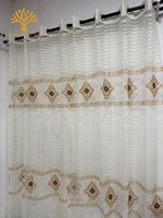 Rideau Voilage Moderne et Élégant en Polyester Jacquard Texturé avec Œillets, à Ouverture Bipartite Gauche et Droite, pour Fenêtre Domestique