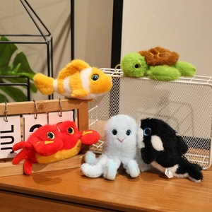 Vente en gros de porte-clés en peluche animal de mer doux <span class=keywords><strong>crabe</strong></span> requin tortue pieuvre poisson baleine - Product Image 1