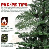 Sapin de Noël Artificiel Premium 2,13 m (7 pieds) en Épicéa, Branches Mixtes PE/PVC 941, 400 Lumières LED Blanc Chaud, Support en Bois Unique, Extérieur