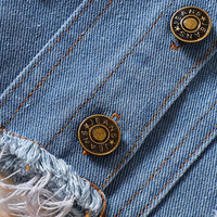 Veste en jean personnalisée printemps-été pour filles de 2 à 8 ans, manteau déchiré pour petites filles avec manches longues unies et col à revers, technique délavée