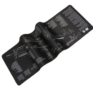 Custom large size gun cleaning mats Mousepad natural rubber stitched edge keyboard mouse pad