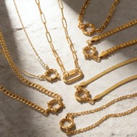 Collier avec fermoir à boucle plaqué or 18 carats imperméable, charme pour femmes, chaîne en acier inoxydable, chaîne serpent, collier à pendentif DIY, bijoux