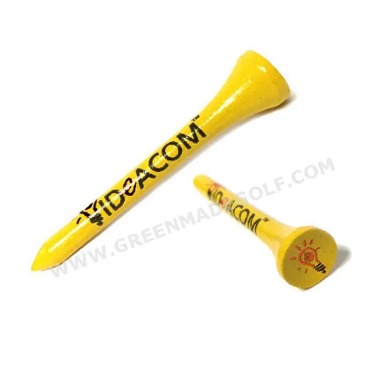 Logo imprimé jaune gamme tee golf Tees de golf en bois 2 3/4"
