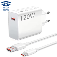 Cargador Superrápido de Alta Calidad de 120 W con Enchufe EU/US/UK, Cargador Gan con Cable Tipo C de 6 A para Xiaomi Redmi, Cargador Turbo de 120 W