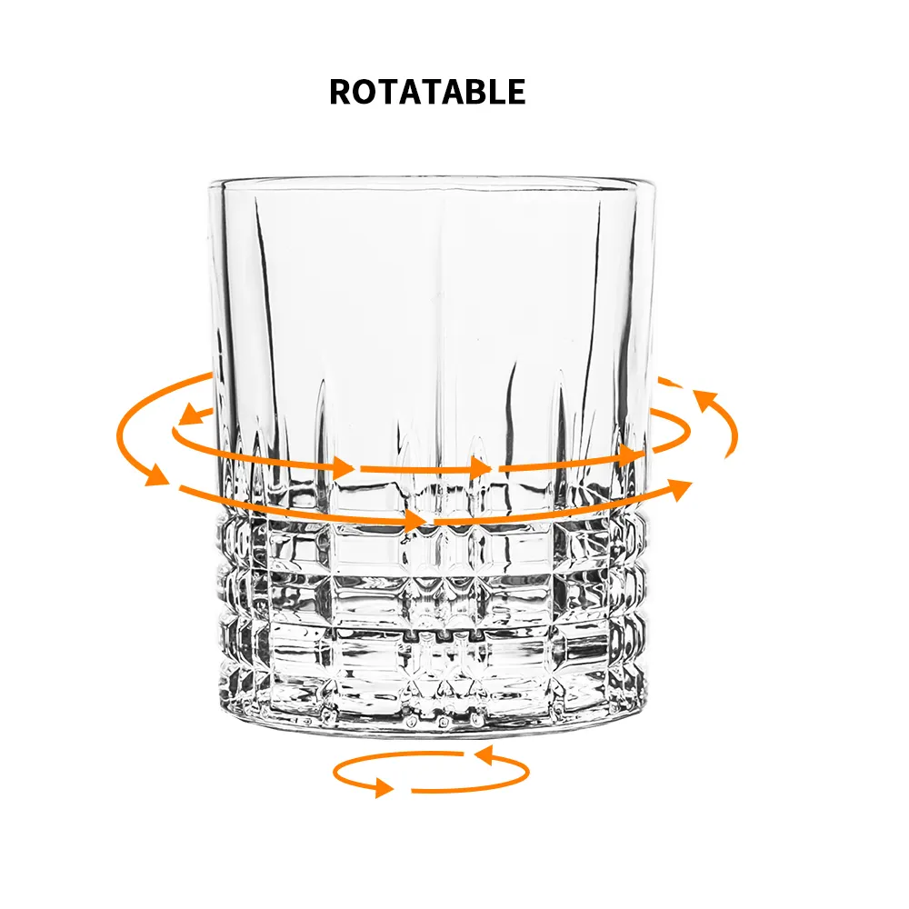 Bestseller Verkäufer Kostenlose Probe Großhandel Kristall Rotierende Spinning Dicker Boden Whisky Whisky Glas Tasse Gläser Set