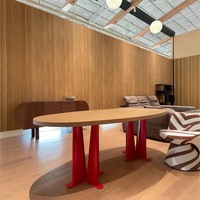 Table à manger ovale minimaliste italienne en bois massif, personnalisable, assemblage requis, pour usage domestique et hôtelier, mobilier de salle à manger