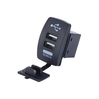 Chargeur de voiture double USB 5V 3.1A étanche avec interrupteur à bascule et cache-poussière, LED bleue pour voiture, bateau, marine, camping-car, VTT, UTV