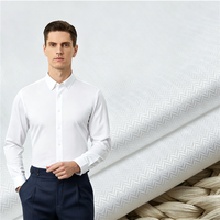 Tissu sergé chevron en coton blanc 100/2, matière anti-plis à l'ammoniaque liquide pour chemises professionnelles