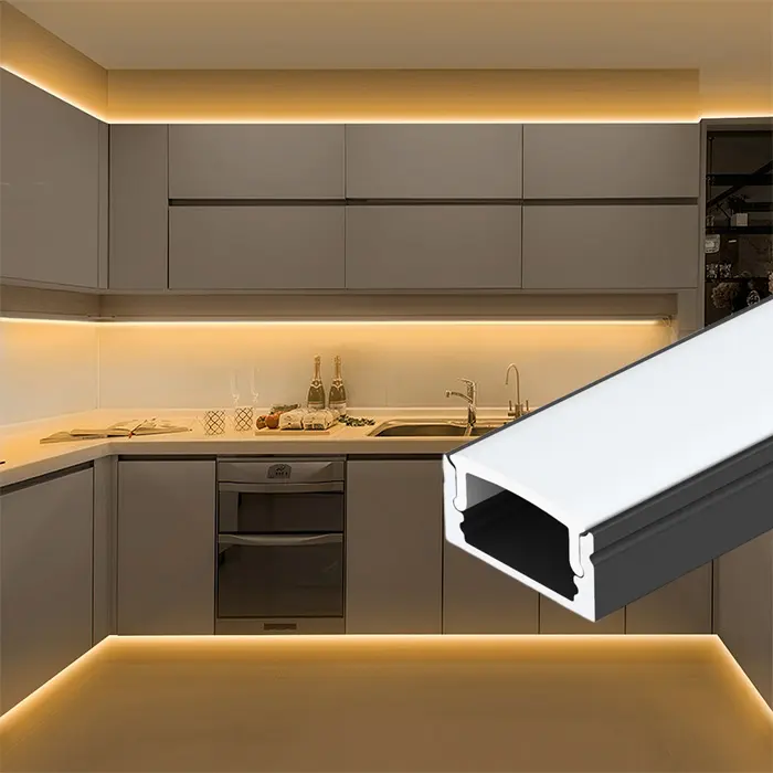 Pour armoire de plafond bande d'éclairage Flexible barre ligne Alu Profil U canal dissipateur thermique contrôleur d'extrusion Led profilé Aluminium