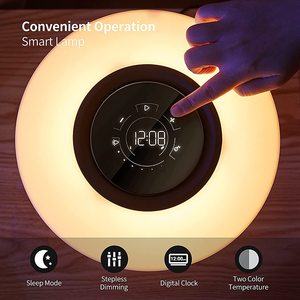Lámpara de madera con altavoz inalámbrico BT, reloj Digital, atenuación de luz nocturna, lámpara de carga inalámbrica, 2023 - Product Image 4