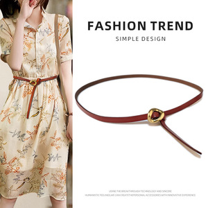 Vente chaude Or Alliage Boucle <span class=keywords><strong>Ceinture</strong></span> Véritable En Cuir Véritable Femmes Mince <span class=keywords><strong>Ceinture</strong></span> Cravate Lady DressWaistband Ceintures - Product Image 4