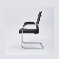 Vente en gros Chaise de bureau pour le personnel avec accoudoir souple en cuir Pu et cadre en métal à mi-dossier pour la conférence des visiteurs