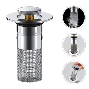 Bonde de douche escamotable en acier inoxydable avec filtre anti-cheveux pour lavabo de salle de bain, 1 pièce - Product Image 4