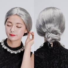 Grandma Ware Party Ware (Argent) Perruque de cheveux de vieille grand-mère pour les fêtes - Product Image 1