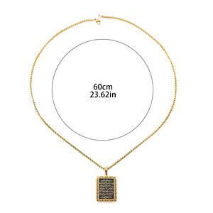   Collier de mode en acier inoxydable imperméable avec inscription standard islamique Eid arabe musulman Allah Coran 2025 - Product Image 5