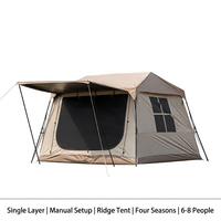 Tente de camping rapide à monter avec auvent intégré – Kit d'équipement de camping extérieur extra-large en tissu Oxford, protection UV, toutes saisons, 3000 mm