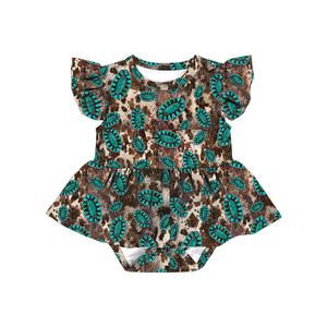 LT-469-YXW Precio al por Mayor, Ropa para Niños, Mono de Verano con Estampado de Animales y Frutas, Mangas con Volantes para Bebés Niñas - Product Image 4