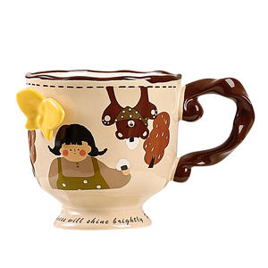 Dragon Nest Ceramic Butterfly Mug 301-400ml With Spoon Gift For <b>Coffee</b> Tea Office Home Use - Product Image 2