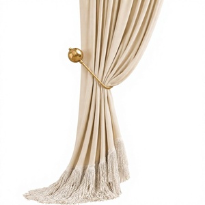 Curved <b>Gold</b> Metal <b>Curtain</b> <b>Holdbacks</b> with Ball Finial Elegant Classic Style for Window Decor Handmade <b>Curtain</b> Tie Backs - Product Image 1