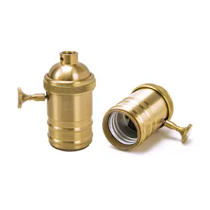 Golden Kupfer-Lampenhalter Steckdosen E27 Retro-Dauchlampe Tisch-Faden-Lampenhalter mit Schalter